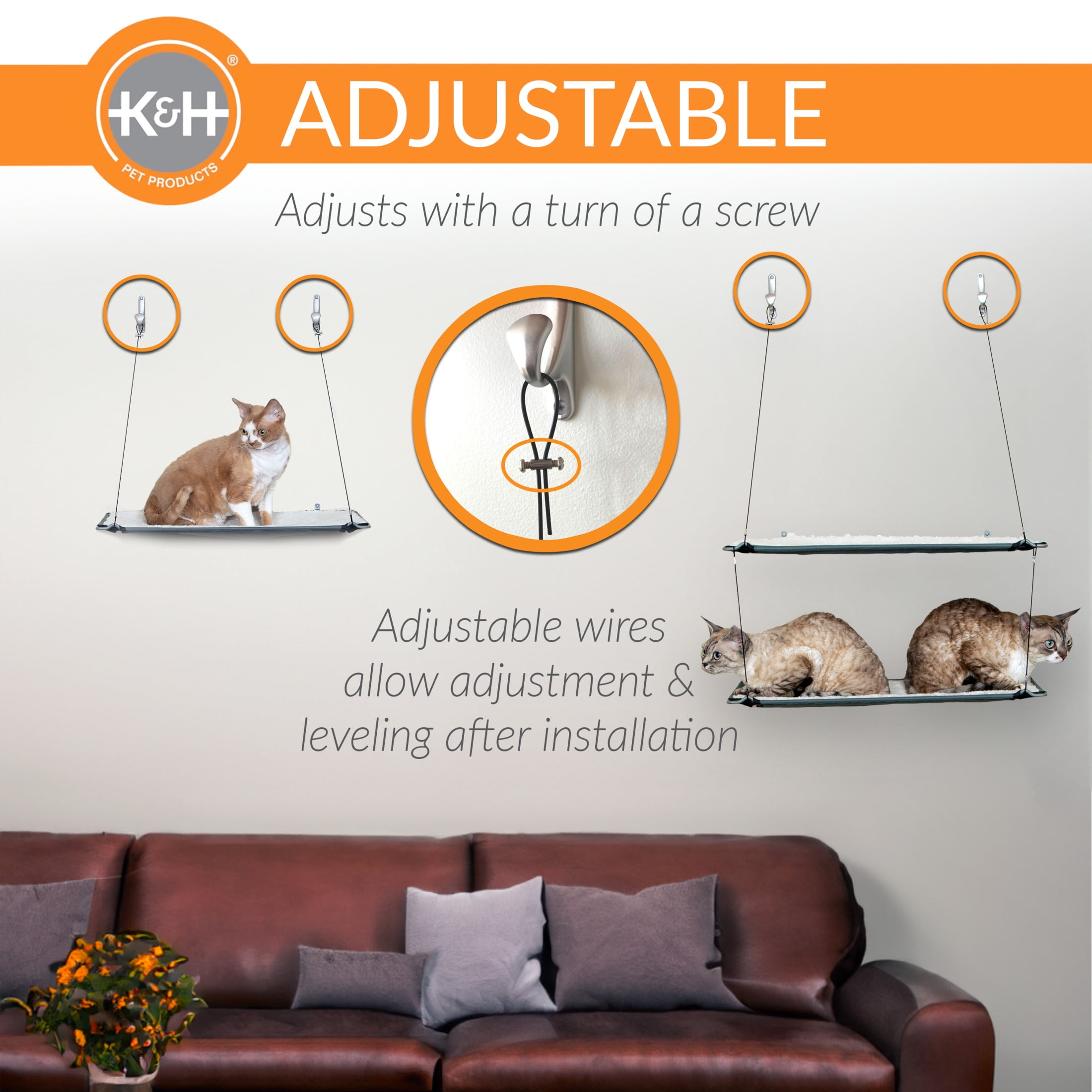K&H Pet Products Wall Mount Cat Shelf Double Level Natural 23 X 12 Inches