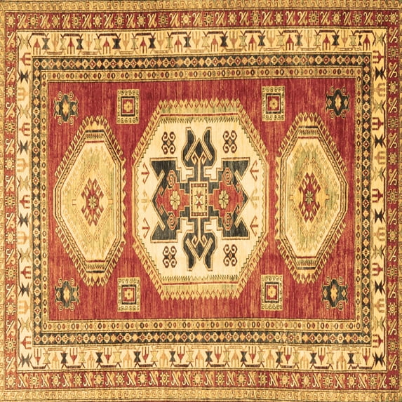 Ahgly Company Indoor Square Geometric Brown Traditional Area Rugs, 7' Square