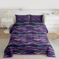 thumbnail image 2 of Homewish Vintage Abstract Ombre Queen Comforter Set, Purple Stripes Bedding Sets, Teens Kids Adult Men Women Reversible Bedding Comforter Set, Microfiber Bedroom Decor, 3 Pieces, 2 of 8