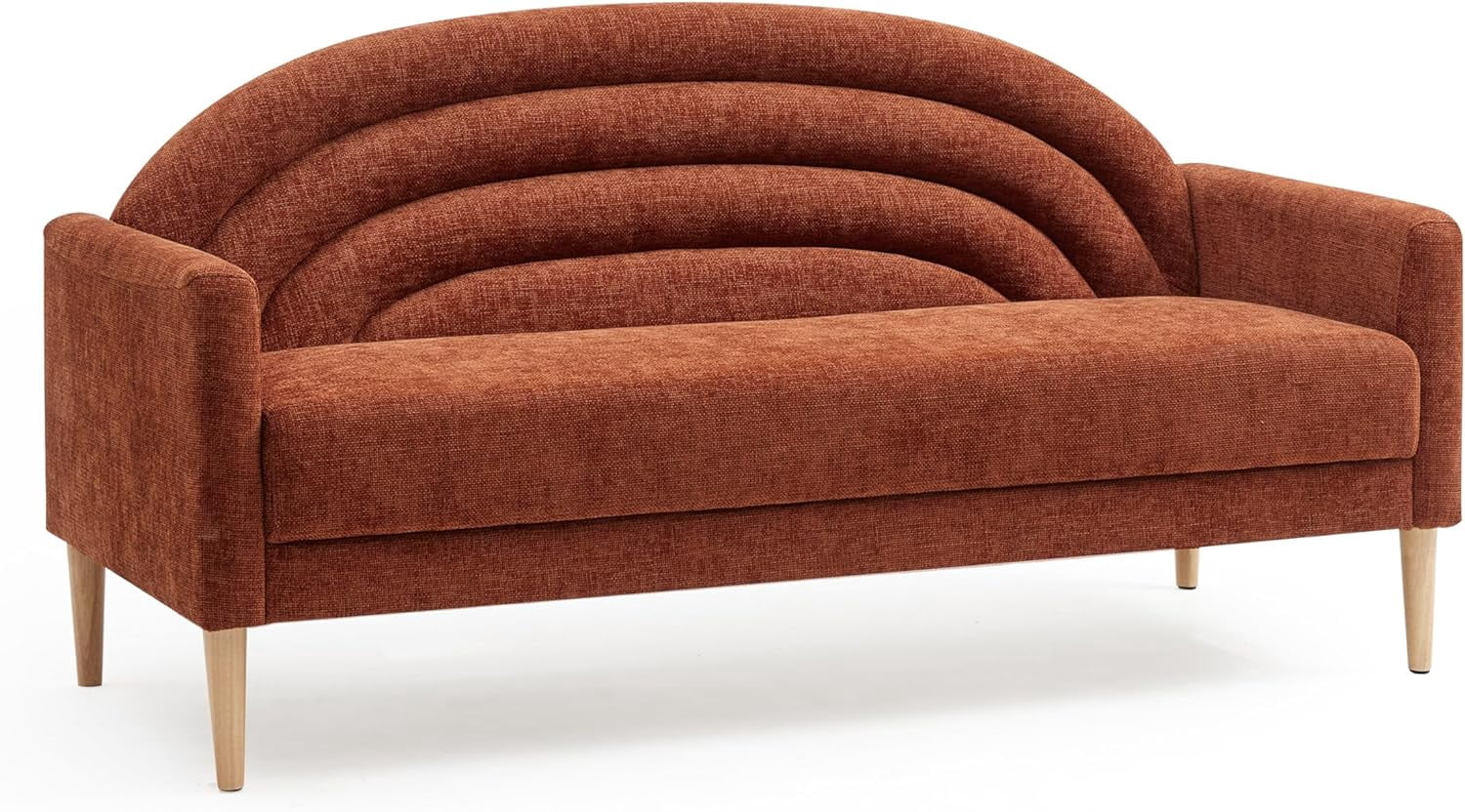Zanmintaobo 63.8" Mid-Century Modern Loveseat,Tufted Rainbow Back Linen Upholstered Small Couch for Living Room & Apartment,700 LBS Capacity,Ocher