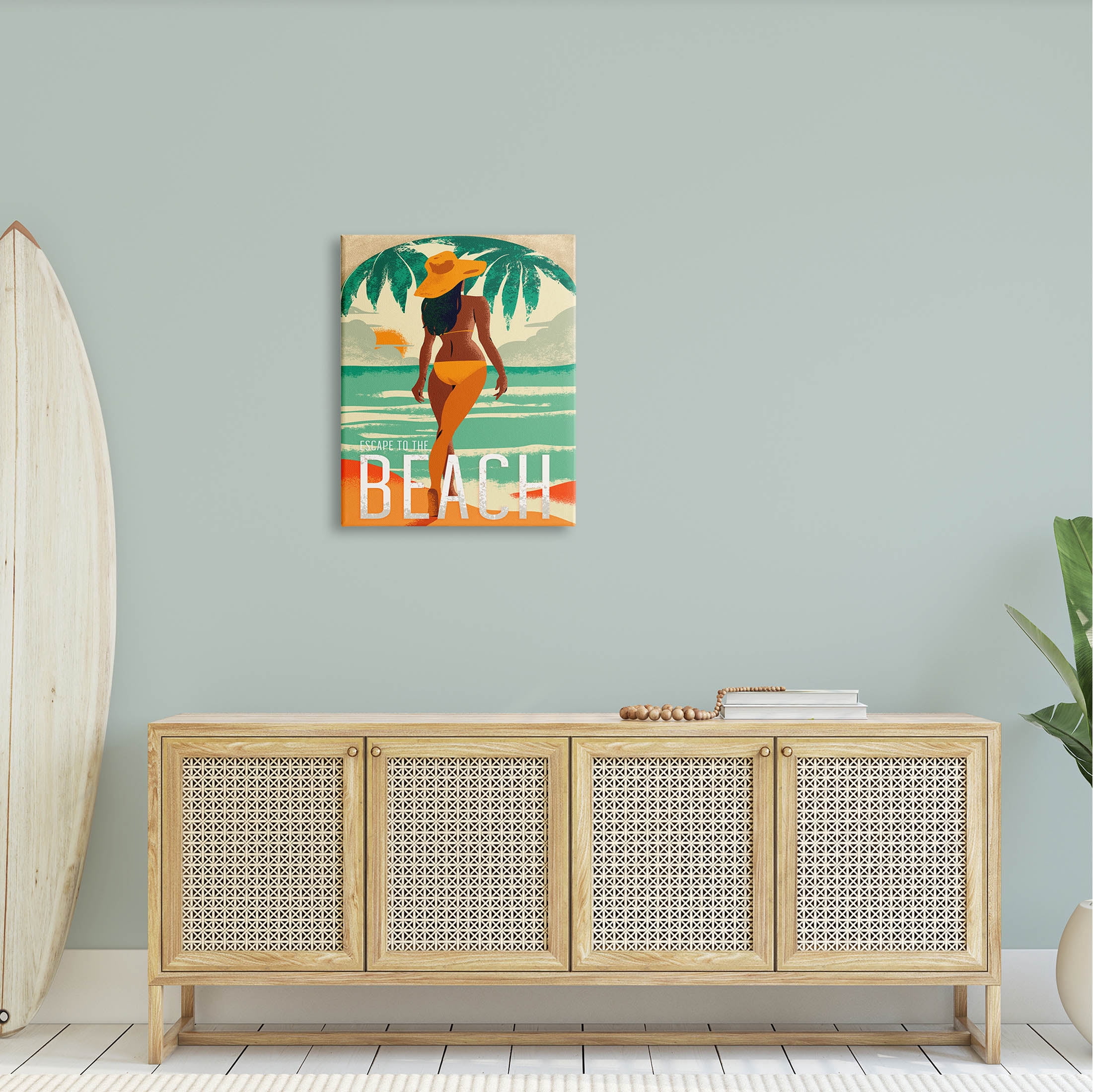 Stupell Industries Escape to Beach Vacation Graphic Art Gallery Wrapped Canvas Print Wall Art, Design by Ziwei Li