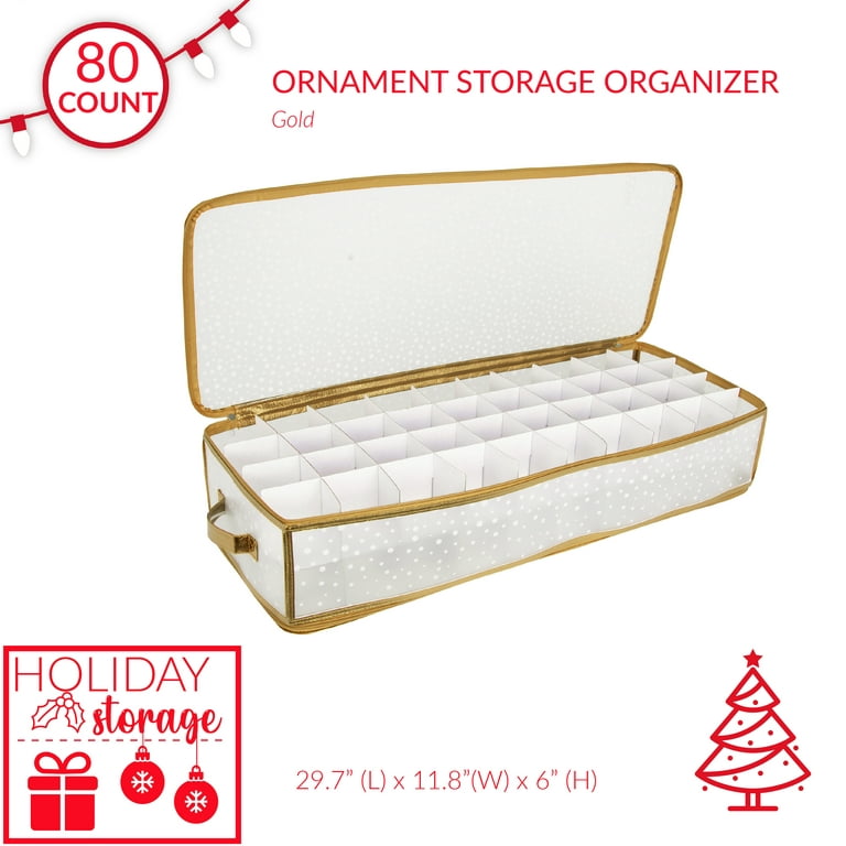 Ayieyill Premium Large Christmas Ornament Storage Box, Christmas Ornament  Organizer, with Side Open, Drawer Style Trays -Keeps 72 Holiday Ornaments