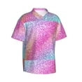 thumbnail image 3 of Xecao Fun Rainbow Pink print Hawaiian shirt - a stylish short-sleeve button-down for men, perfect for casual beach and tropical outings., 3 of 9