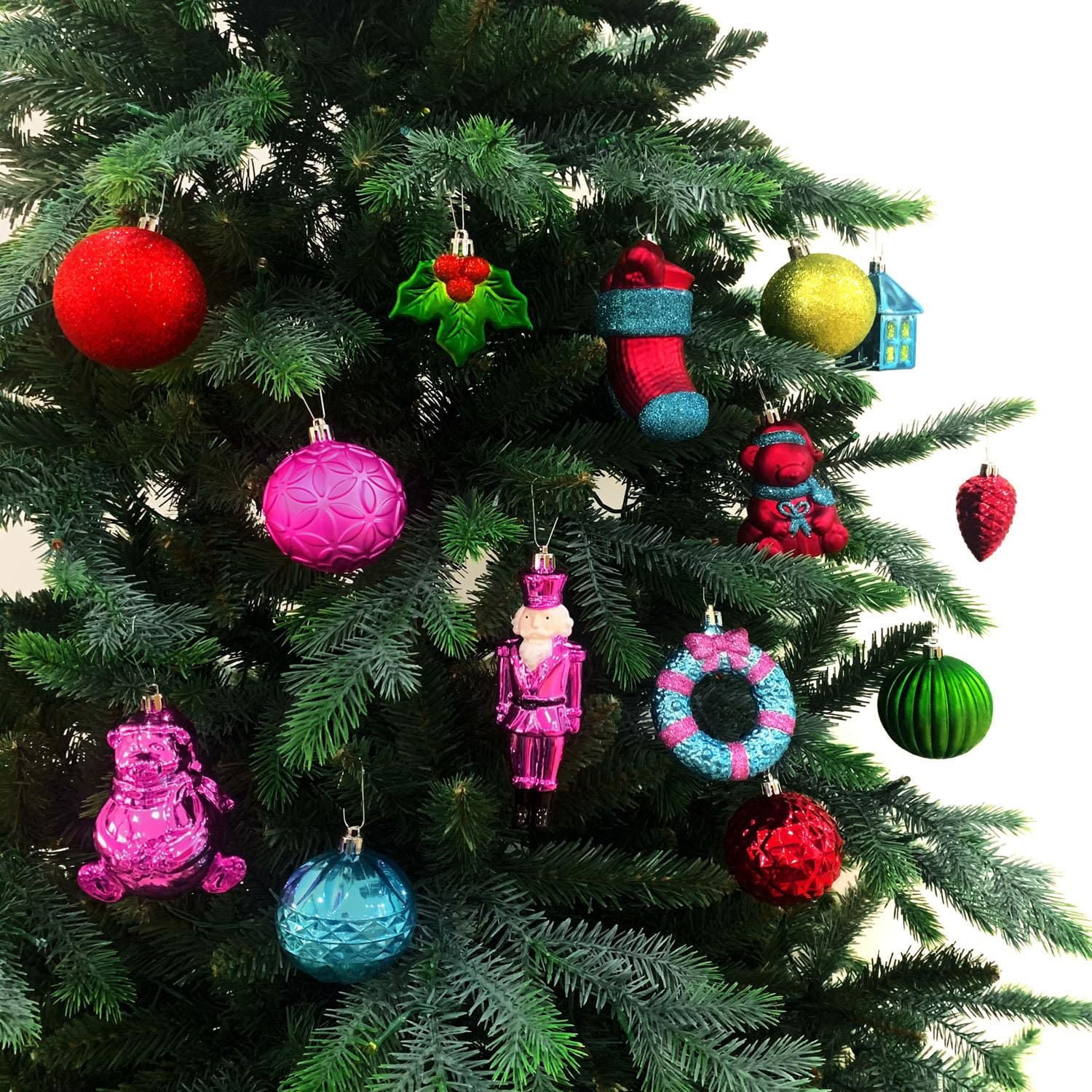 Holiday Time 50-Count Iconic Symbols of Christmas Shatterproof Christmas Ornaments, Whimsy Theme