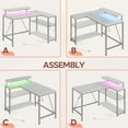 thumbnail image 4 of Bestier 42'' L-Shaped Gaming Desk: Power Outlets, LED Light, Reversible Shelves, Headset Hooks & USB Charging - Carbon Fiber White, 4 of 8