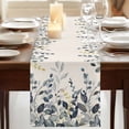 thumbnail image 3 of Table Runners 120 Inches Long Dress Scarves, Blue Grey Eucalyptus Farmhouse Coffee/Dining/Kitchen Table Runner for Living Room, Farmhouse Weeping Leaves on Linen 13x120 Inch, 3 of 9