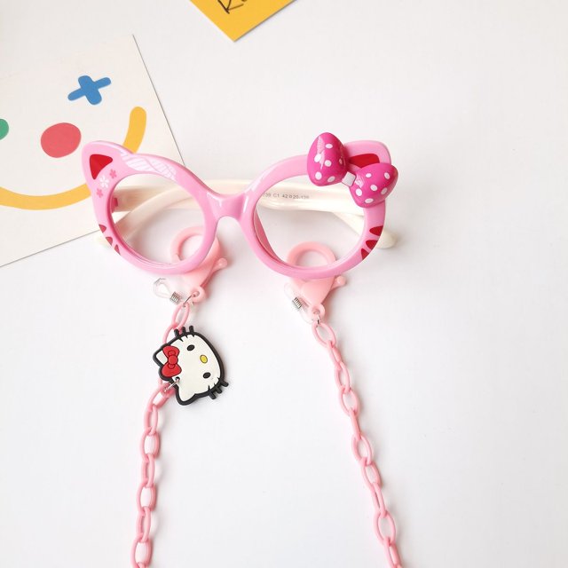 Sanrio-Marco de gafas Kawaii Hellokitty para niños, sin lentes juguete, lazo de silicona para niña, decoración bonita, patas suaves, plegable sin Ceñido
