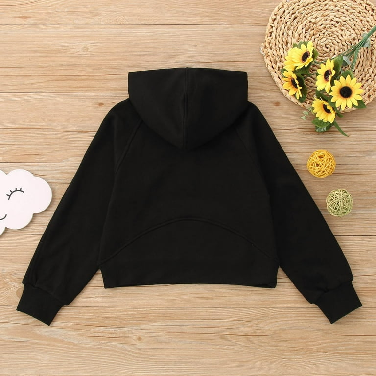 LIhncine Kids Girls Hoodies Fleece Lined Collar Pullover 1 2 Zipper Sweatshirts Long Sleeve Crop Tops Sweater Thumb Hole 4 9Y Walmart
