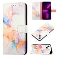 thumbnail image 1 of Nalacover for iPhone 14 Plus PU Leather Wallet Case,Stylish Marble Pattern Magnetic Clasp Flip Kickstand Cash Pocket Wireless Charging Detachable Wrist Strap Cover for Girls Women,Galaxy, 1 of 11