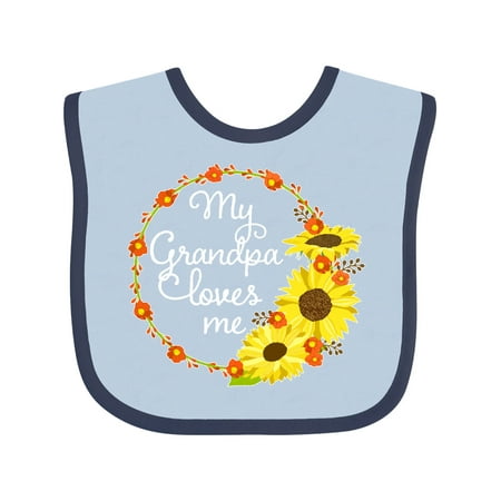 

Inktastic My Grandpa Loves Me with Sunflower Wreath Gift Baby Boy or Baby Girl Bib