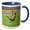 Blue/White, variant on 3drose, Fall City, Wa. Male Ring-necked Pheasant at Liberty on a Farm., 11oz Mug