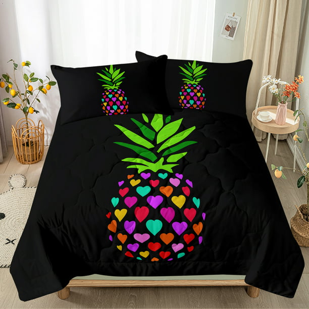 Blessliving Pineapple Comforter Set, Twin Pineapple Bedding Set