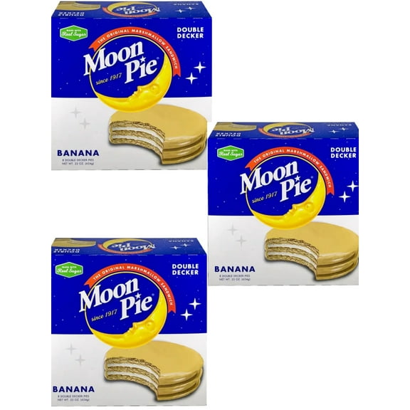 Moon Pie Marshmallow Sandwich Double Decker Banana, 3 Boxes, 8 Count