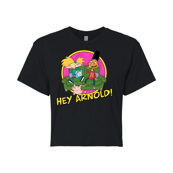 Hey Arnold! - Arnold and Friends - Juniors Cropped Cotton Blend T-Shirt