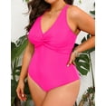 thumbnail image 3 of GFDYREE Women Plus Size One Piece Swimsuits V Neck Tummy Control Bathing Suits Front Cross Swimwear, 3 of 6