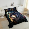 thumbnail image 4 of Cool Wolf Comforter Set 3D Animal Wolf Bedding Sets Full Size Red Rose Floral Bedding Comforter Sets Boho Exotic Gothic Style Down Comforter Cool Wolf Print Duvet Set, 4 of 7