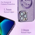 thumbnail image 3 of iPhone 13 Pro Max case, Compatible with MagSafe Luxury Glitter Bling Plating Love with Cute Heart Phone Case Full Camera Lens Protection Magnetic Case for Women Girls Back Cover(Purple), 3 of 12