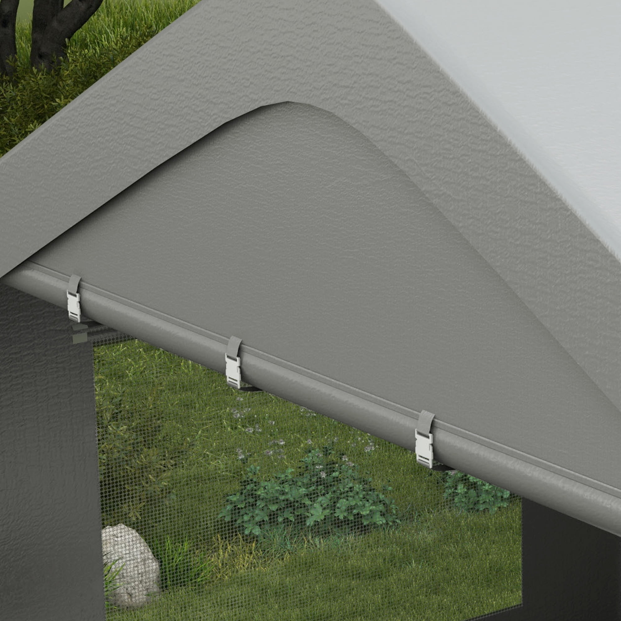 Outsunny 116.93 x 233.46 x 106.30 inches Gray Carport