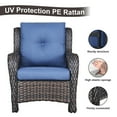 thumbnail image 3 of PARKWELL 4-Piece Outdoor Patio Furniture Set 5-Seat High Back Conversation Set with 41" Fire Pit Table and Deep Seat Wicker Chairs for Patio Garden Deck,Brown Wicker Navy Cushions, 3 of 8