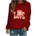 thumbnail image 2 of Meichang T-Shirt de la Saint-Valentin pour Femmes Mignon Cœur Graphique Hauts de Vacances Manches Longues Col Rond Chandail en Molleton Décontracté de Printemps, 2 of 3