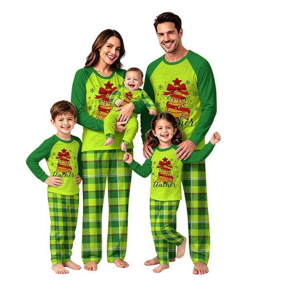 Lvotionpl 2026 Family Christmas Pajamas Matching Sets, Match Family Christmas Pjs Long Sleeve Top & Pants Set Matching Holiday Family Pajama Xmas Sets
