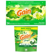 Gain Flings Original Scent & Gain Dryer Sheets with Original Fresh Scent