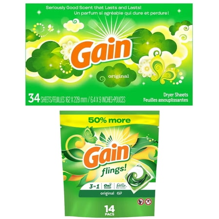 Gain Flings Original Scent & Gain Dryer Sheets with Original Fresh Scent