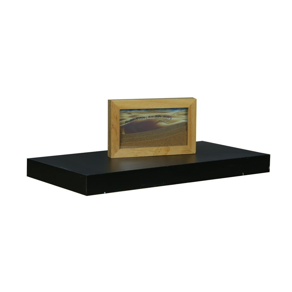 18" Wood Floating Shelf, Black