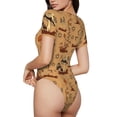 thumbnail image 2 of Balery Brown Mushrooms Body de cuello redondo de manga corta para mujer Tops de manga corta Tops básicos-Medium, 2 of 7