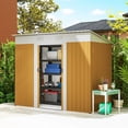 thumbnail image 2 of Outsunny 7' x 4' Outdoor Storage Shed w/ Sliding Doors, Yellow, 2 of 10