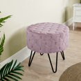 thumbnail image 5 of Home Soft Things Jacquard Faux Fur Round Ottoman, 18"x18"x18", Violet Ice, 5 of 9