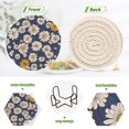 thumbnail image 4 of Yayeee 6 PCS Drink Coasters with Holder Set Woven Absorbent Round Tabletop Hot Pad, Retro Daisy Pattern, 4 of 7