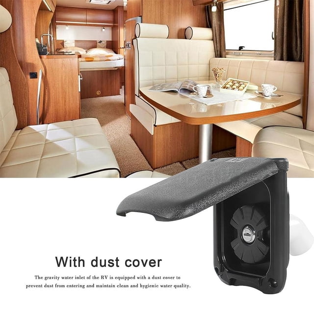 Becaristey Plastic Easy Installation For RV Water System RV Fresh Water Fill Hatch Inlet Filter Caravans black 1Set