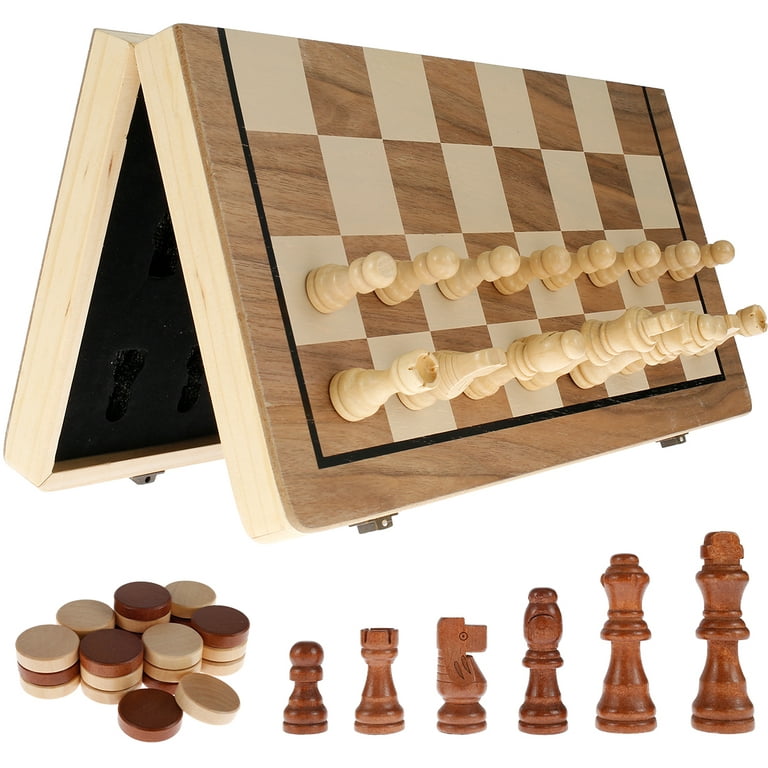 Magnetic Wooden Chess Board Set with Manual for Adults Kids 15 Inch Chess  Puzzle with Handmade Pieces, Folding Portable Travel Unique Chess Game for