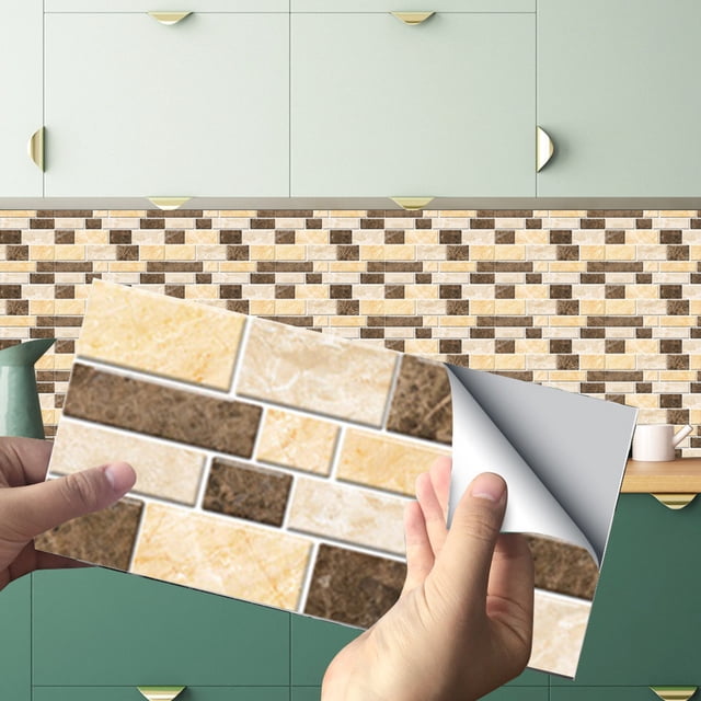 12pc Peel And Stick Ceramic Tile Paste 3D Lattice Crystal Ceramic Tile Paste DIY Waterproof Self Adhesive Wall Sticker