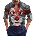 thumbnail image 2 of TIMIFIS Men's Shirts Cross Long Sleeve Button Down Shirts Cross Print Casua Shirts Top-RedFall, 2 of 5