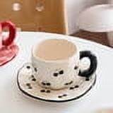 Bonita taza de cerámica de estilo coreano con forma de corazón y flores pintadas a mano, taza de café con platillo y asa, tazas para desayuno, leche y agua