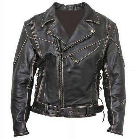 Vintage Leather Motorcycle Jacket Moto Jacket Mens Black Leather Biker Jacket Black Leather Jacket Men Genuine Leather Jacket For Men size M
