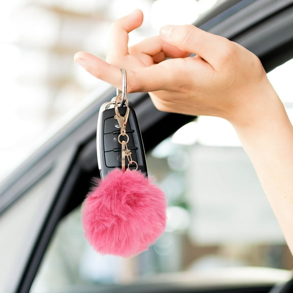 LABSERRON 1Pack Round Pink Unicorn Keyring Soft Stuffed Animal Keychains Friend Everyday Use 7.0x7.5x4.0in