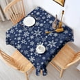 thumbnail image 2 of Dark Blue Christmas Snowflake Pattern Square Tablecloth,Waterproof Square Table Cover,Wipeable Spillproof Washable Table Cover for Home Kitchen Party Decor 42"X42"(107x107cm), 2 of 6