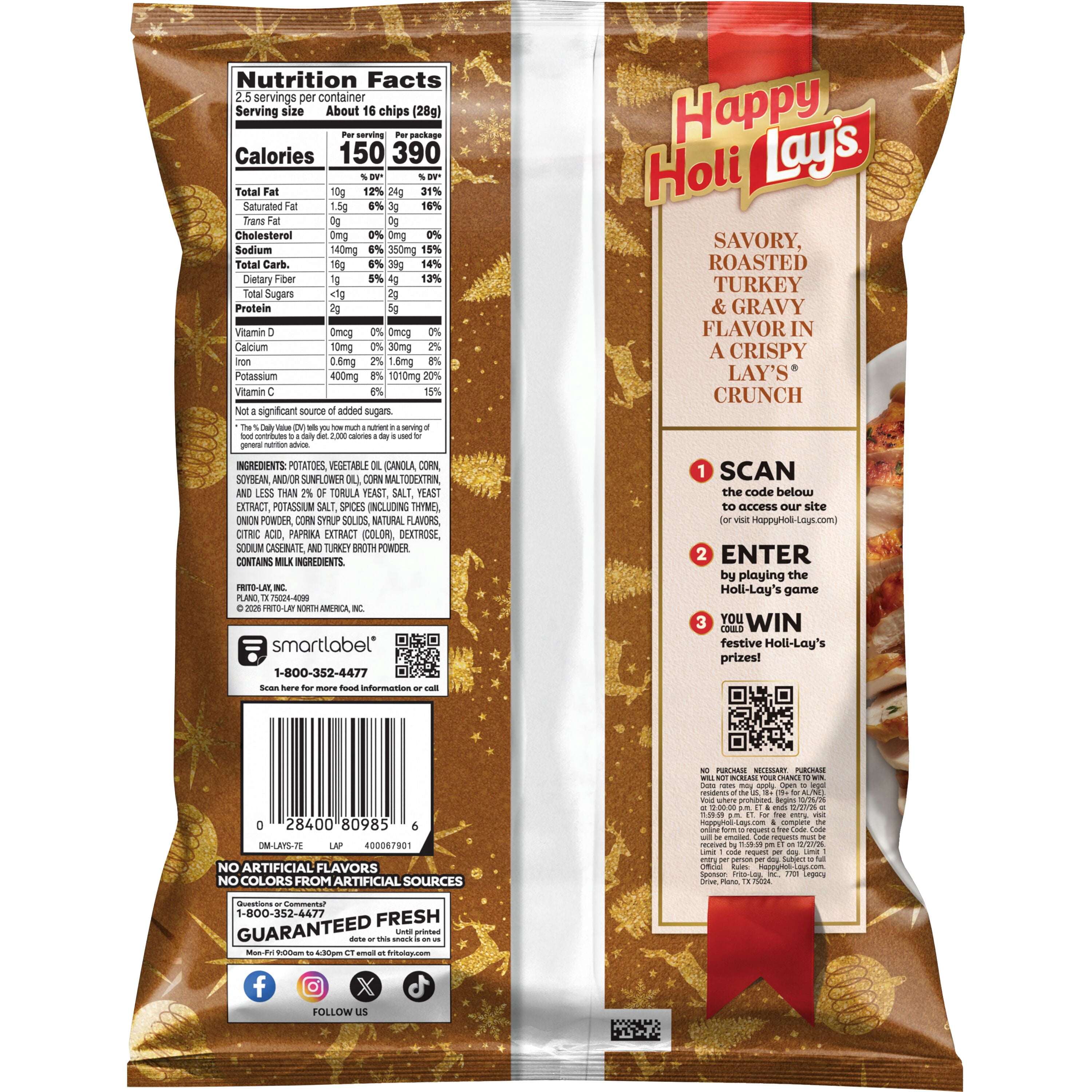 Lay's Roasted Holiday Turkey Potato Chips, 2.5 oz