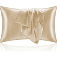 thumbnail image 1 of Satin Silk Pillowcase for Hair and Skin,Champagne Pillow Cases Standard Size Set of 2 Pack, Super Soft Pillow Case with Envelope Closure (20x40 Inches, 1 of 4