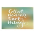 thumbnail image 1 of Saying Cutting Board, Saying Collect Moments not Things on Bicolor Background, Decorative Tempered Glass Cutting and Serving Board, Large Size, Orange Seafoam and White, by Ambesonne, 1 of 1