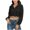Black, variant on Fesfesfes Fashion Women Fleece Cropped Tops Lamb Zipper Coat Plush Pullover Long Sleeve Flannel Shirt Top