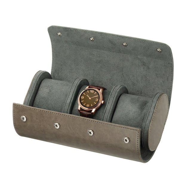 Estuche de viaje para relojes de cuero de 3 compartimentos, rollo para reloj, organizador de joyas para regalo de Navidad, aniversario, cumpleaños
