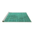 thumbnail image 2 of Ahgly Company Machine Washable Indoor Square Oriental Turquoise Blue Industrial Area Rugs, 8' Square, 2 of 4