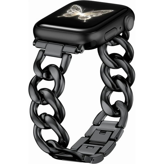 REQO Band Compatible with Apple Watch Bands for Women 40mm 38mm 41mm 42mm 44mm 45mm 46mm, Metal Chain Link Steel Replacement Accessories Bracelet for iWatch Bands Series 10 9 8 7 6 5 4 3 2 1 SE