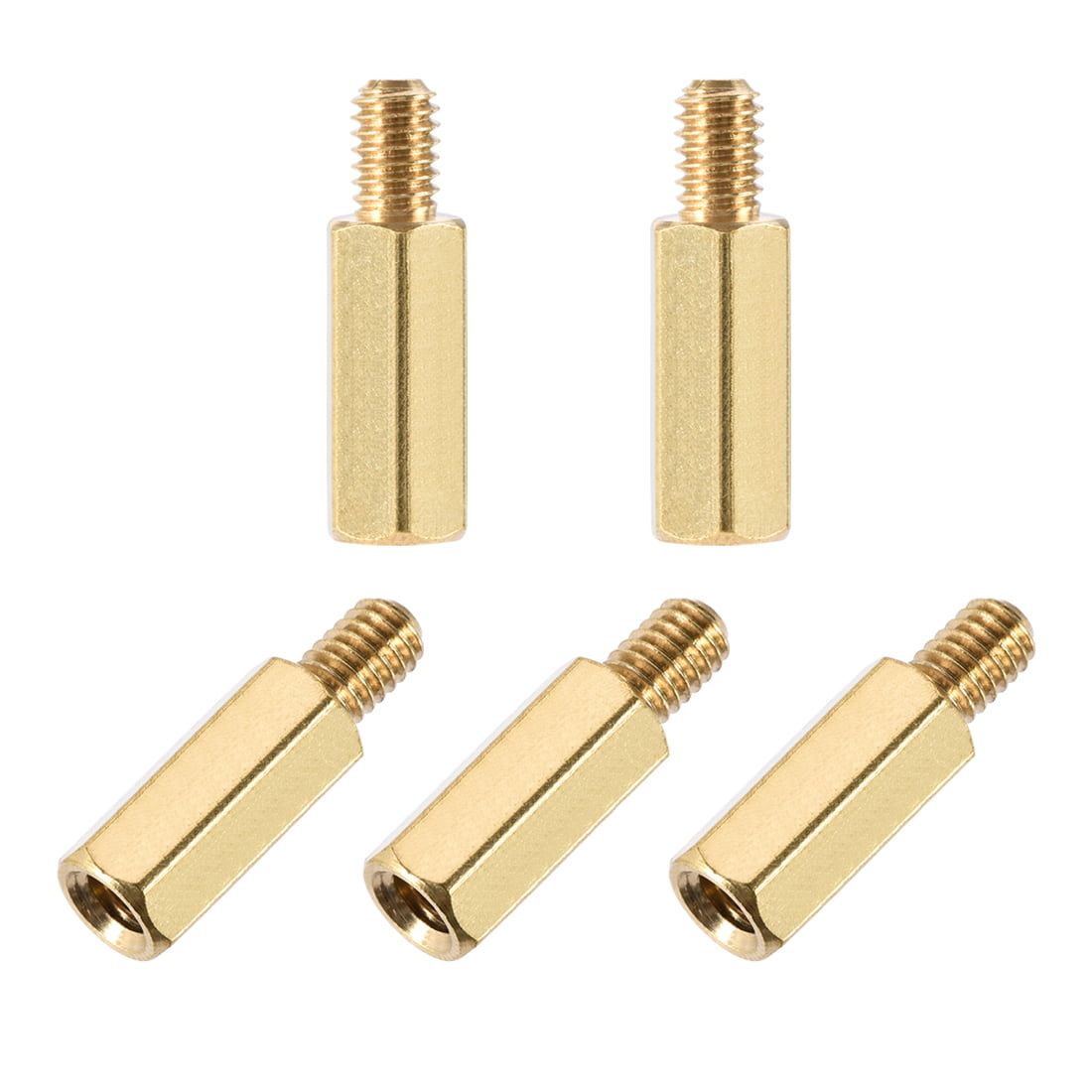 Uxcell Brass M4 50mm+6mm Male-Female Hex Standoff 5 Pack 