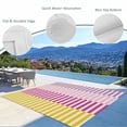 thumbnail image 3 of Outdoor Rug 3x5 ft Stripes Lines Outdoor Large Area Rug Non Slip Rubber Pink Purple Yellow Striped Front Door Mat RV Rug Camping Carpet Patio Outdoor Rugs for Backyard Balcony Deck Porch Indoor, 3 of 9