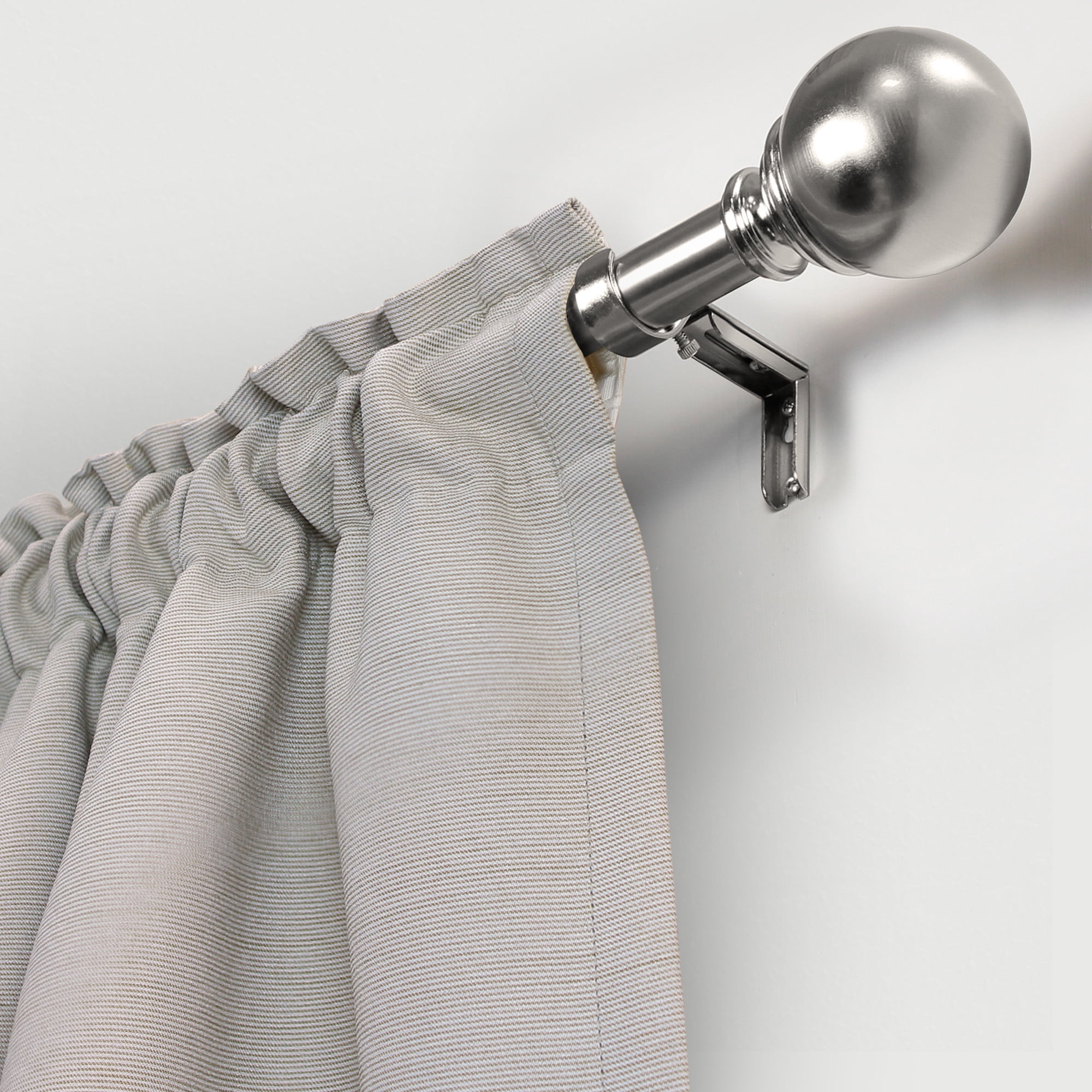 Better Homes & Gardens 1" Brushed Nickel Metal Ball Single Curtain Rod 32-120"